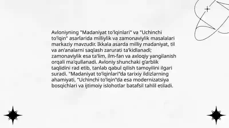 Avloniyning "Madaniyat to'lqinlari "va "Uchinchi to'lqin "asarlarining taqqosi 3