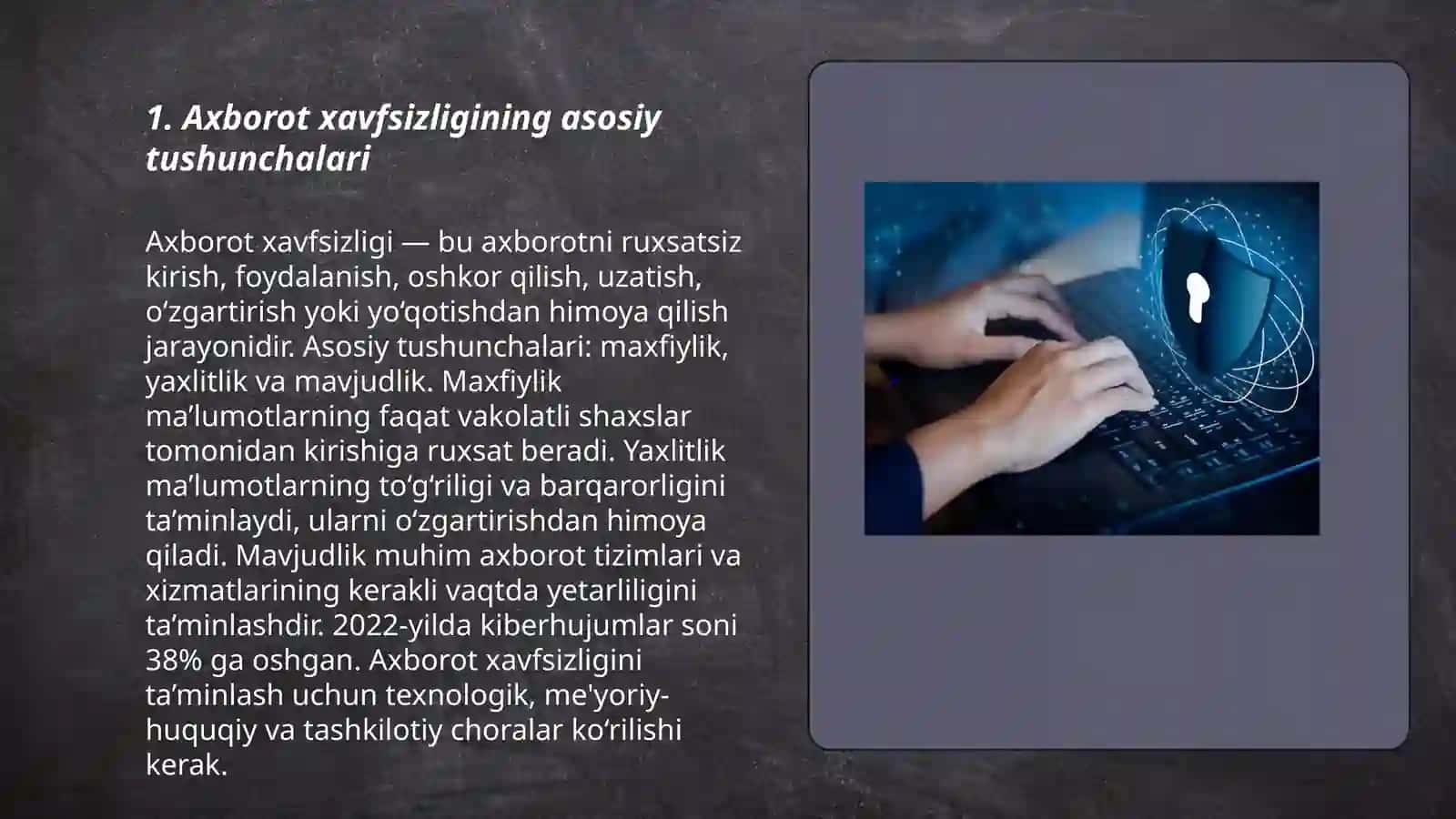 Axborot xavfsizligi va axborotlami himoyalash usullari 3