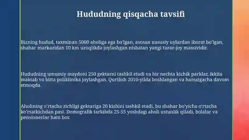 Mening yashash hududimdagi muammolar 3