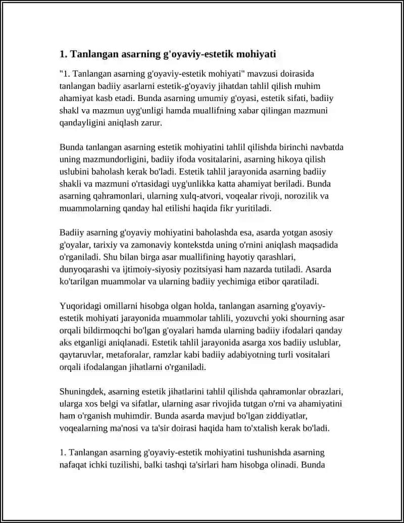 TANLANGAN BADIIY ASARLARNI ESTETIK-G'OYAVIY JIHATDAN TAHLIL QILISH 3