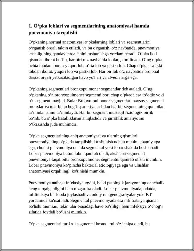 Pneumoniya Kasalligini Anatomik Jihatdan O'rganish 3