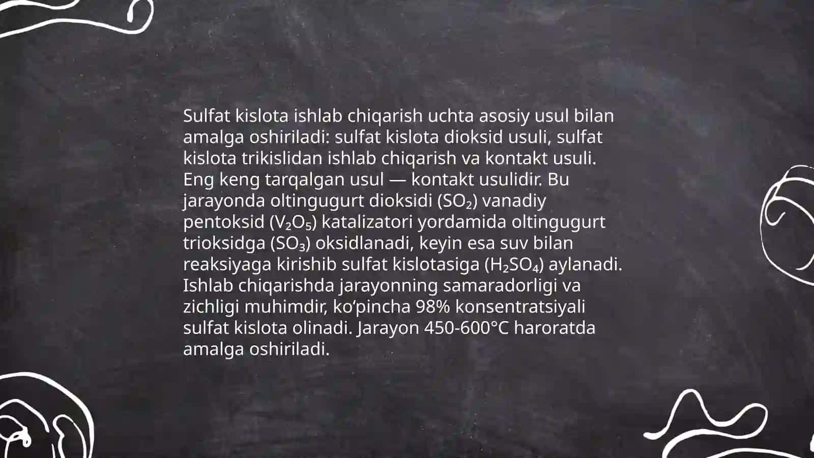 Sulfat kislota ishlab chiqarishda tashlandiq gazlarni kislota katalitik usul bilan tozalash 3