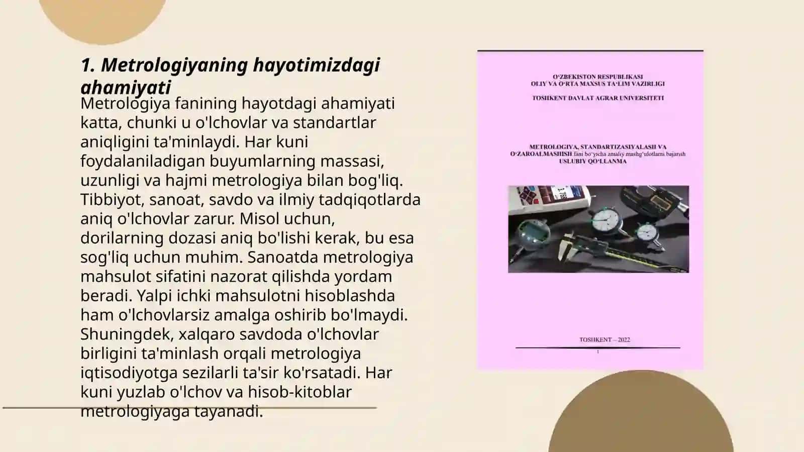 Metrologiya va standartlashtirish, sertifikatlashtirishning hayotimizdagi oʻrni 3