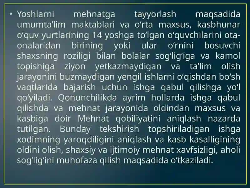 Ishlab chiqarishning sanitariyasi va gigiyenasi meyorlari 3