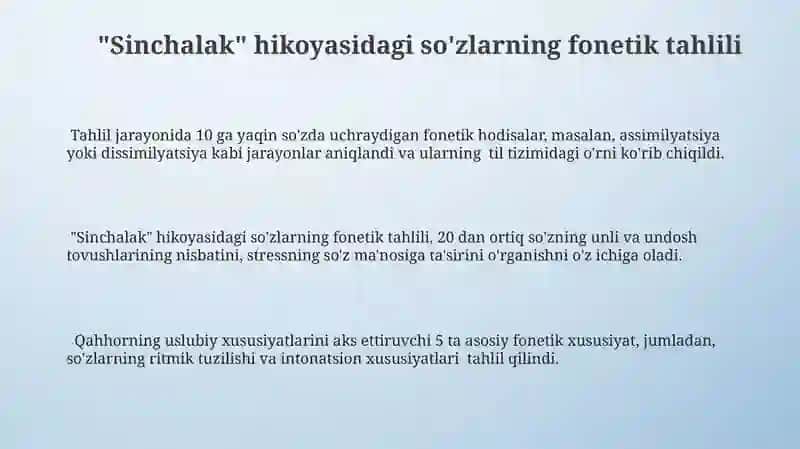 AbduIIaQahhorning“Sinchalak”qissasibo’yichaso’zlarnifonetiktahlilqilish 3