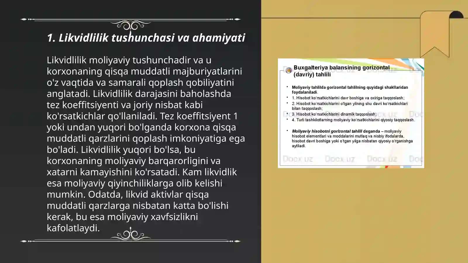 Buxgalteriya balansining likvidliligi va korxona to'lov layoqatining tahlili 3