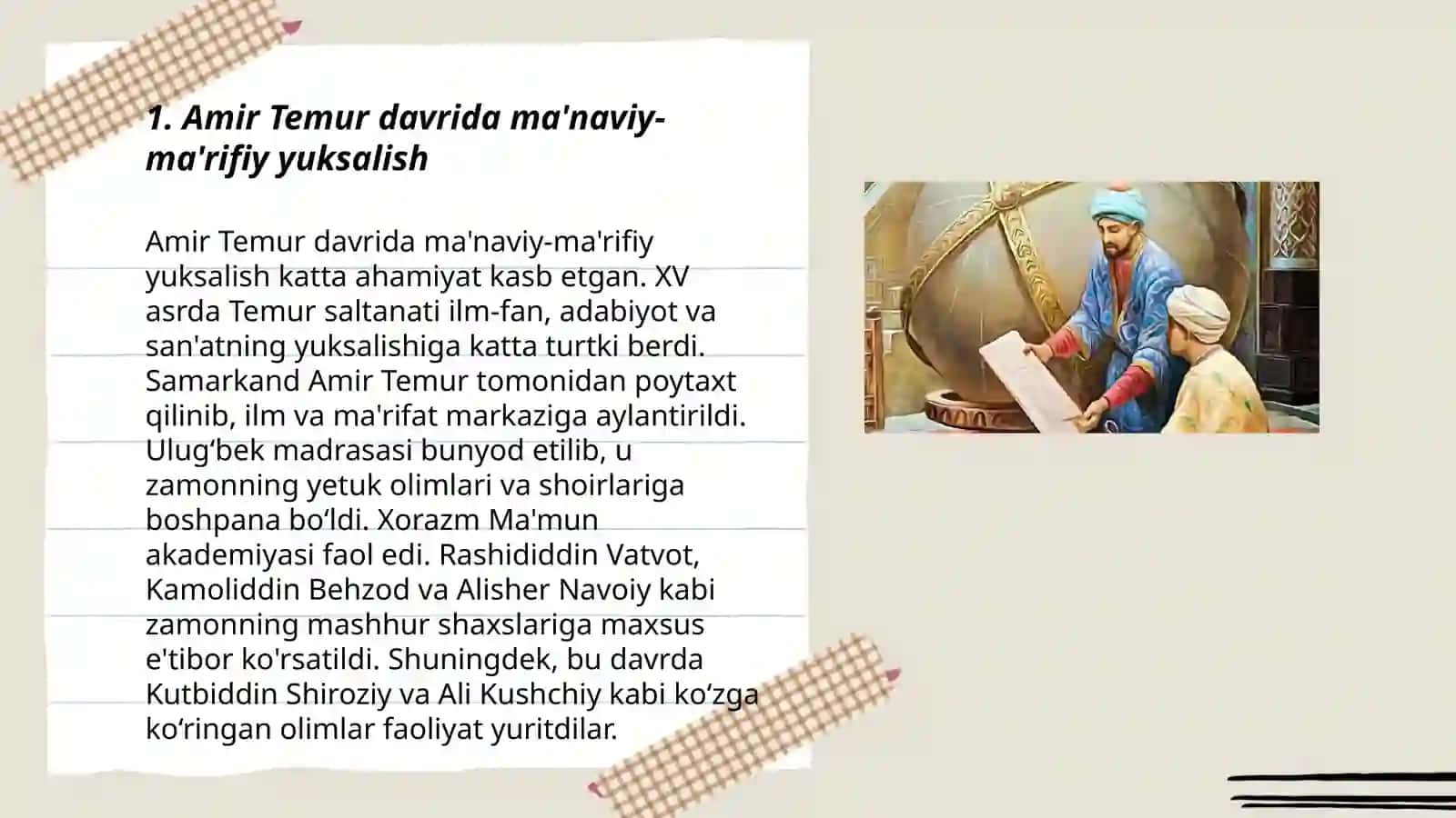 Temuriylar davrida ma'naviy-ma'rifiy yuksalish 3