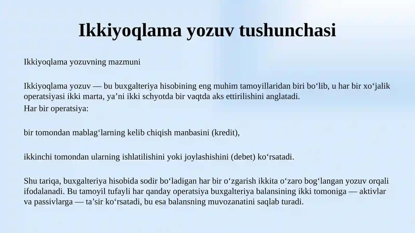 Buxgalteriya xisobida ikkiyoqlama yozuv pptx 3