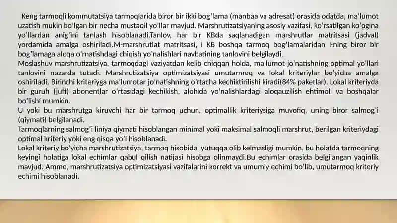 Tarmoqboshqaruvidamarshrutizatsiyavazifalari 3