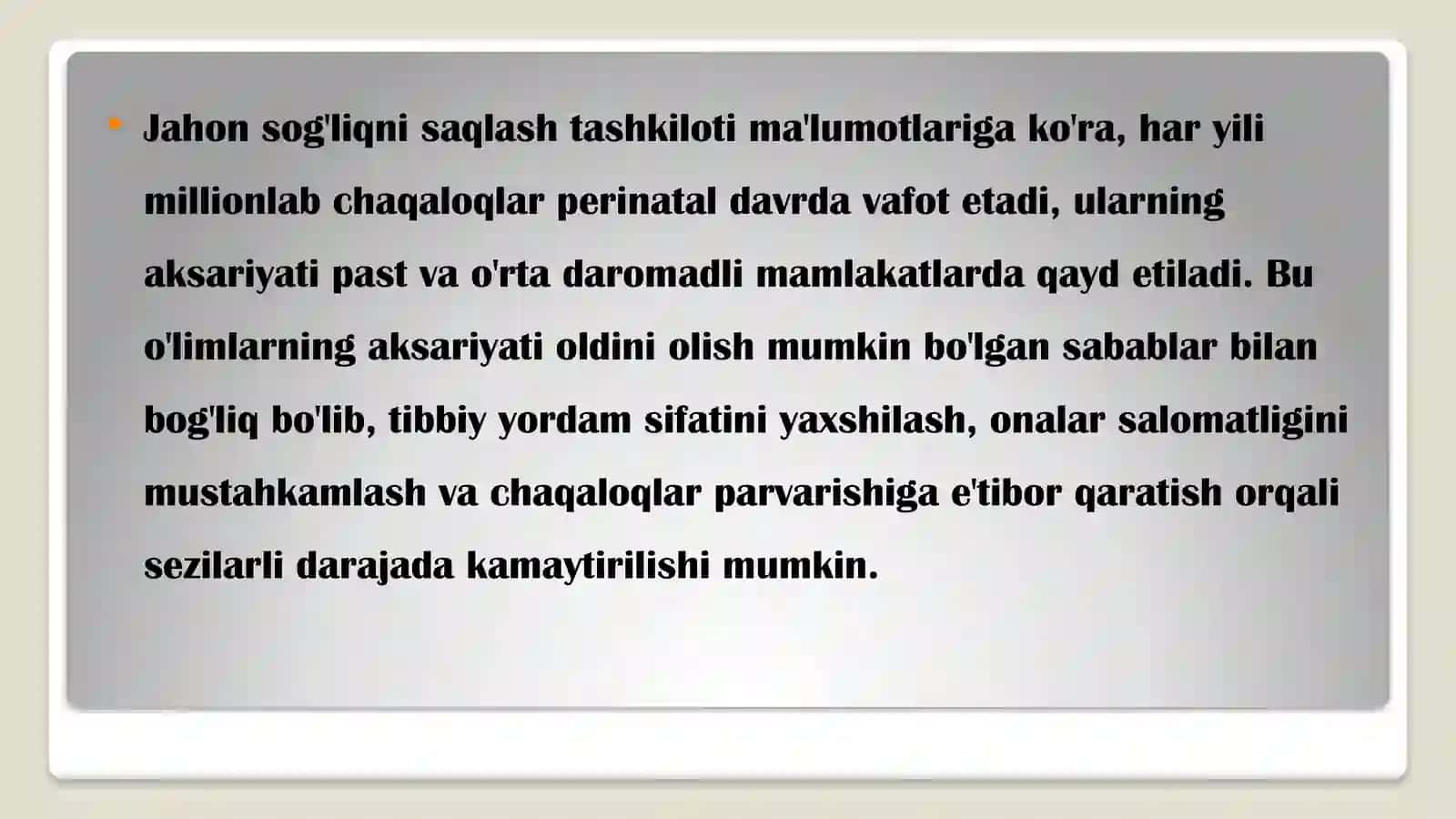 Perinatal O'lim: Ta'rif va Epidemiologiya 3