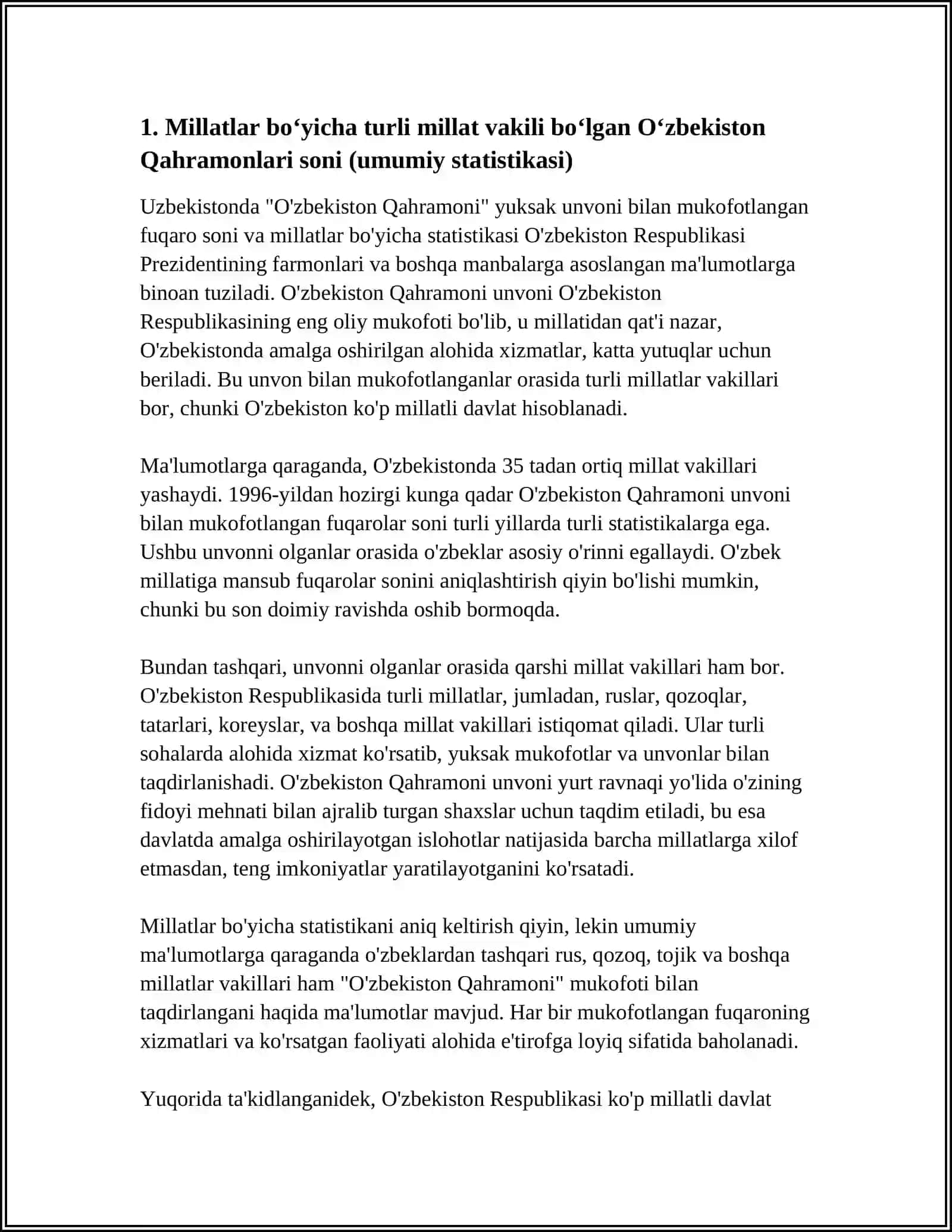 TURLI MILLATLAR VAKILI BO‘LGAN NECHA NAFAR FUQAROMIZ O‘ZBEKISTON QAHRAMONI DEGAN YUKSAK UNVON BILAN MUKOFOTLANGAN 3