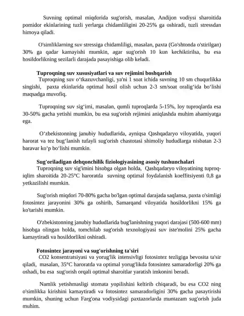 Sugʻoriladigan dehqonchilikning fiziologik asoslari 3