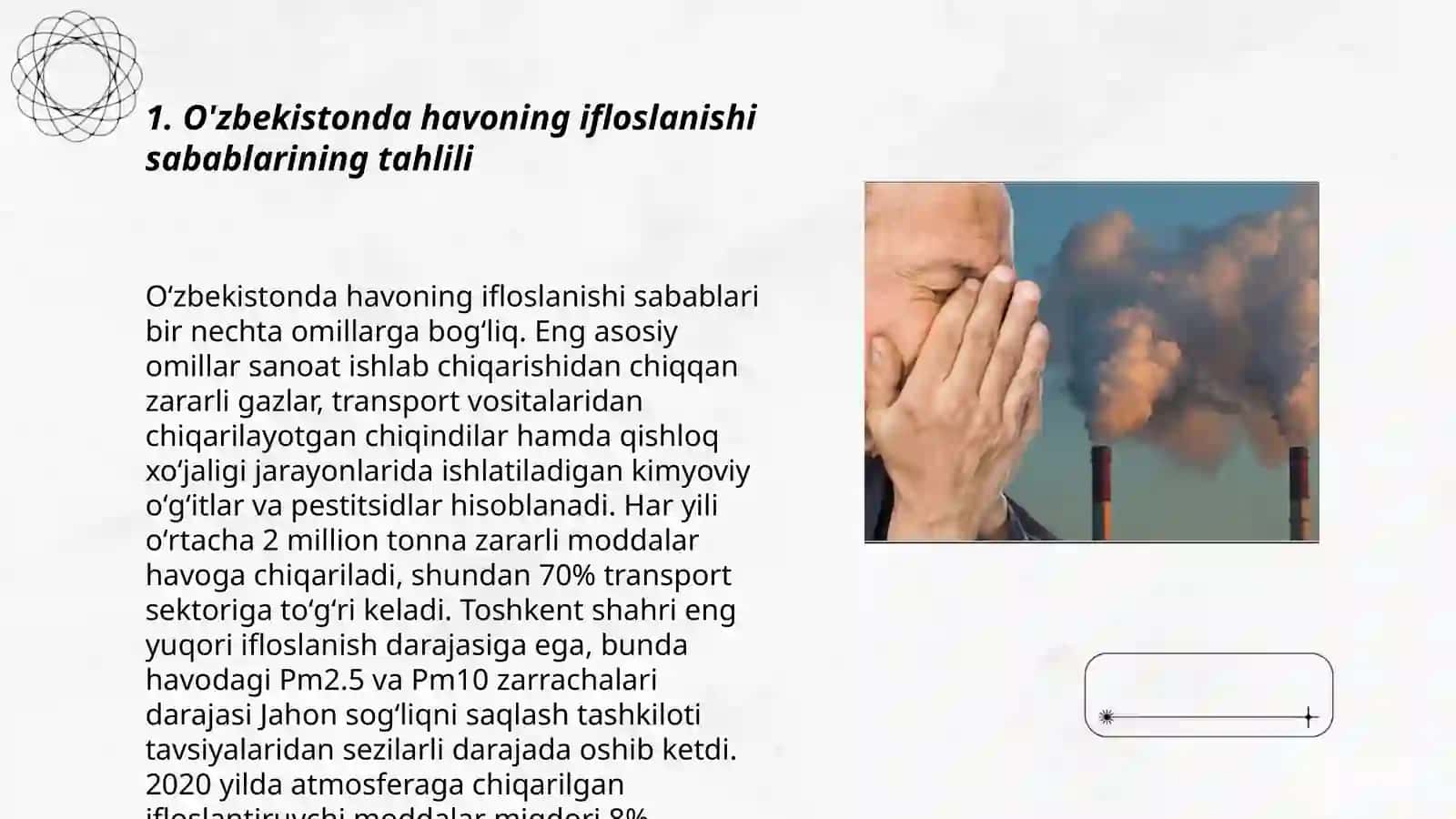 O'zbekistonda havoning ifloslanish darajasi va uning ekologikoqibatlari 3