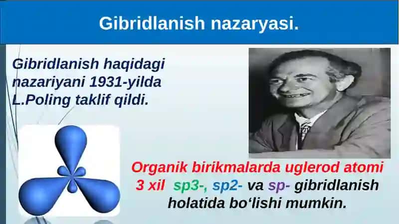Organik birikmalarda uglerod atomining gibridlanishi 3