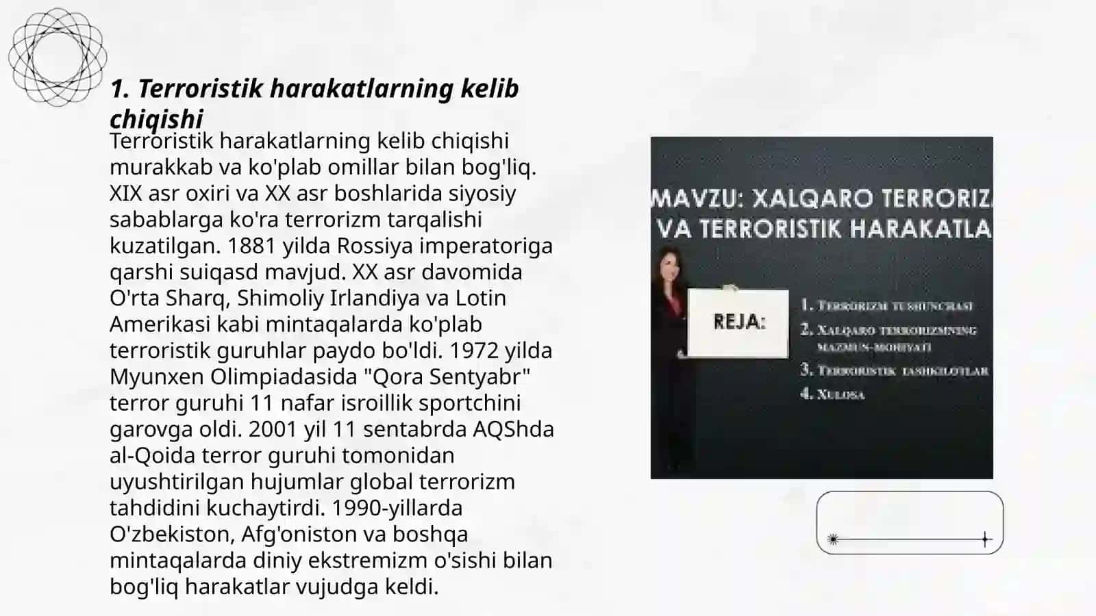 Terroristik harakatlar, ularning turlari, ularga qarshi kurash usullari 3