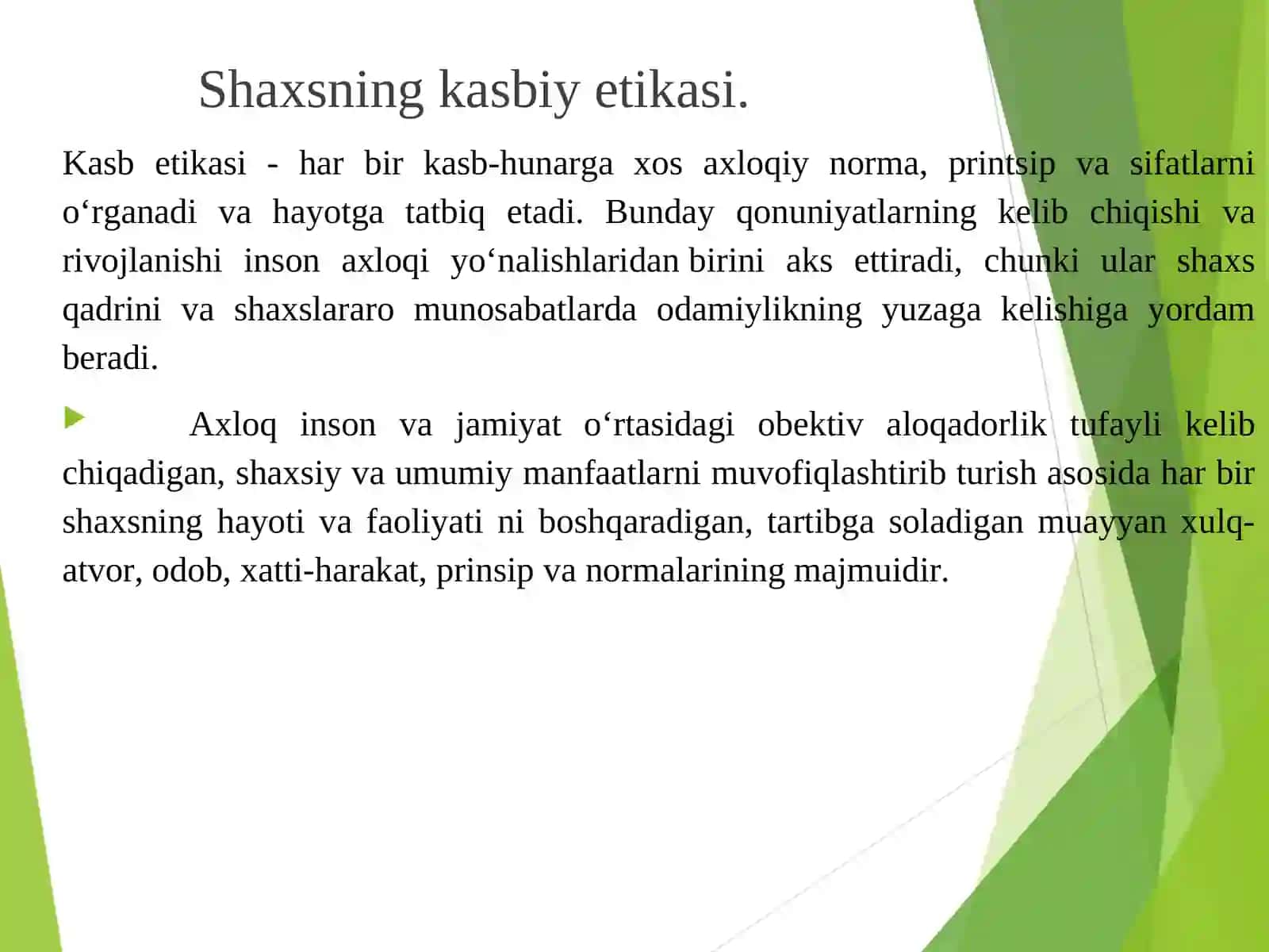 Shaxsning kasbiy etikasi va individual xususiyatlar 3