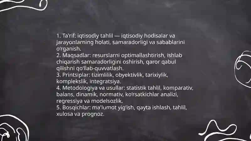 Iqtisodiy tahlilning metodi va unda qo‘llaniladigan usullar 3