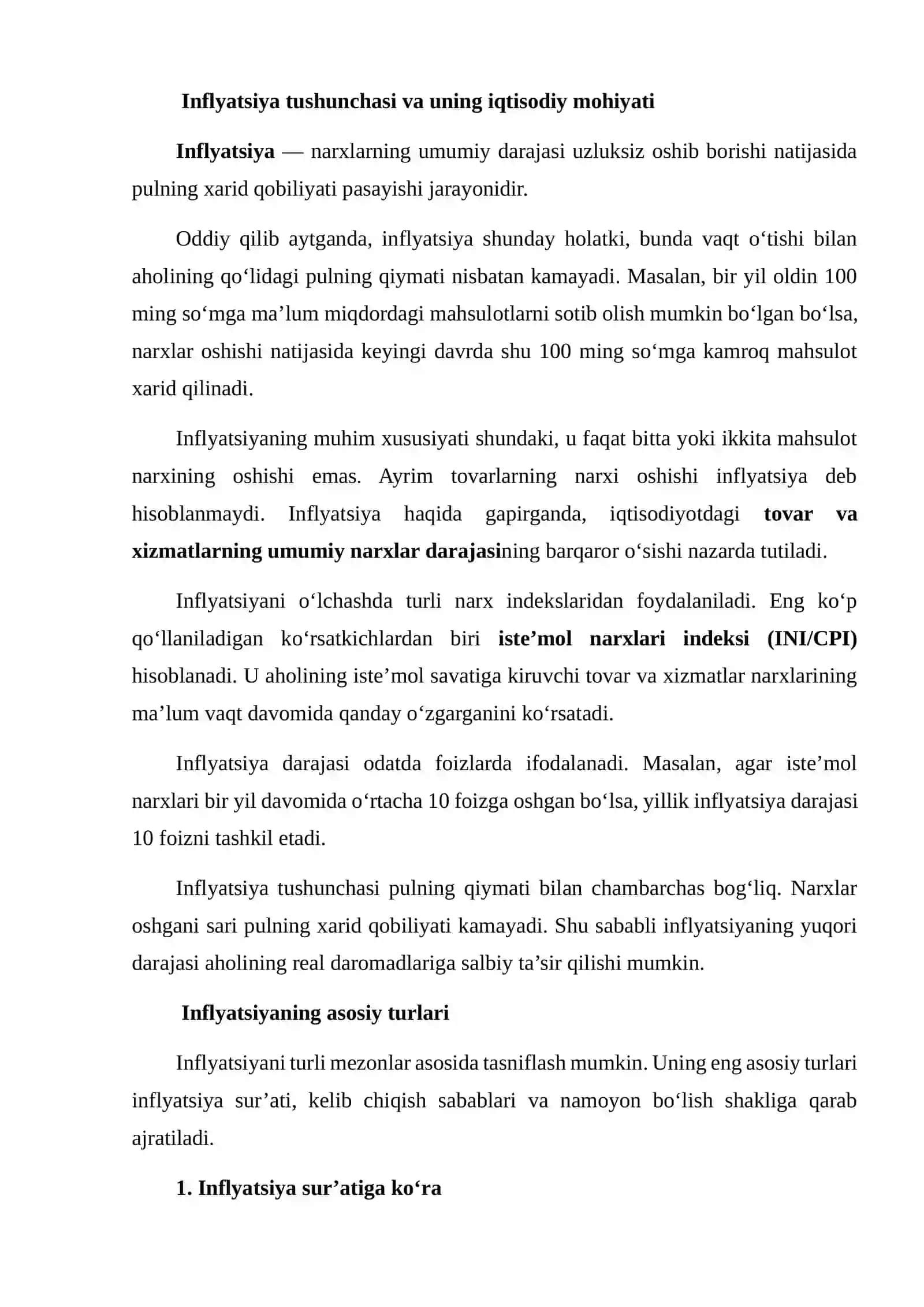 INFLYATSIYA: UNING TURLARI VA UNGA QARSHI SIYOSAT CHORALARI 3
