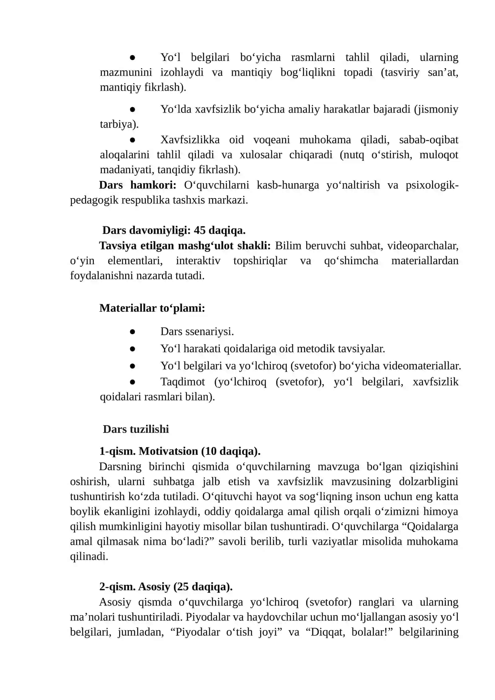 UMUMTAʼLIM MAKTABLARI 1-4 SINFLARI UCHUN   DARSLARINING 10-MAVZUSI SSENARIYSI    Mavzu: “Bizning xavfsizlik qoidalarimiz” 3