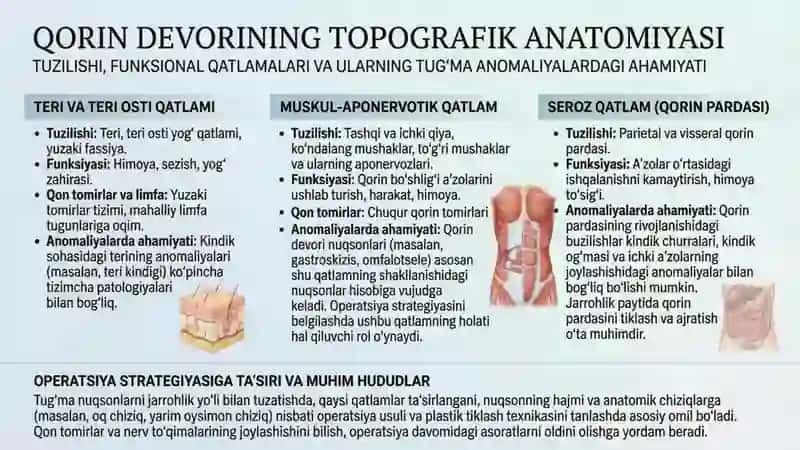 Qorin devori tug'ma anomaliyalarining topografik anatomiyasi va operatsiyalari kindik tizimchasi 3