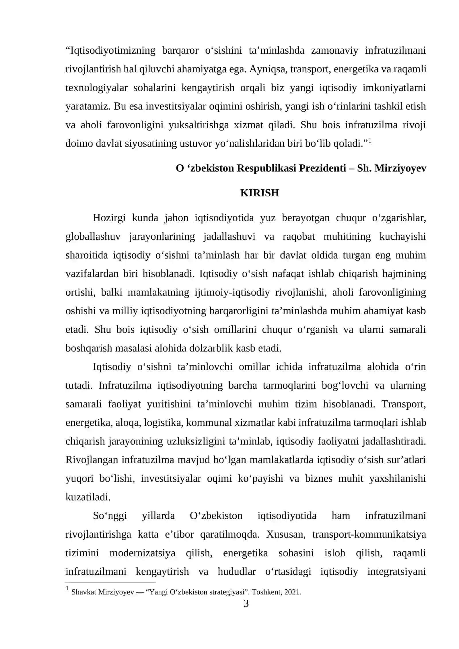 iqtisodiy  o‘sishning  infratuzilmaviy  omillari,  ularning  o‘zbekiston iqtisodiyotidagi o‘ziga xosligi 3