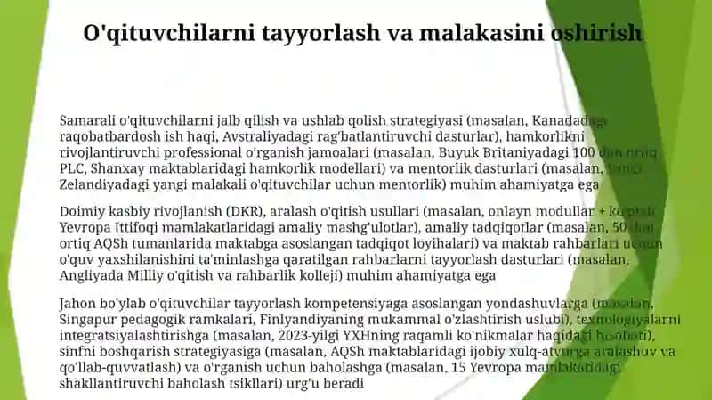 Ta'limdagi jahon miqyosidagi ustuvorliklarning o'zgarishi 3