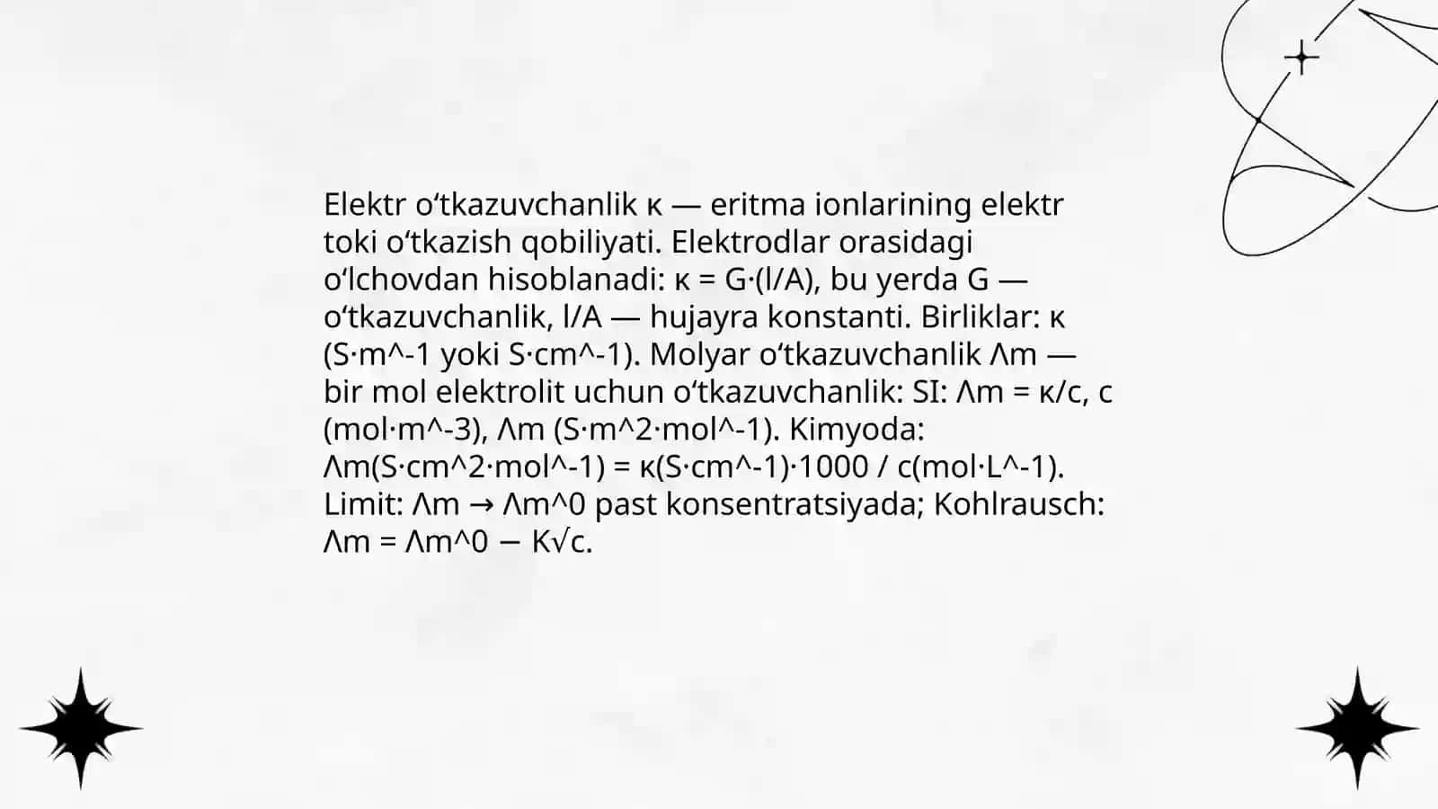 Elektrolit eritmaning elektr oʻtkazuvchanligini oʻlchash 3