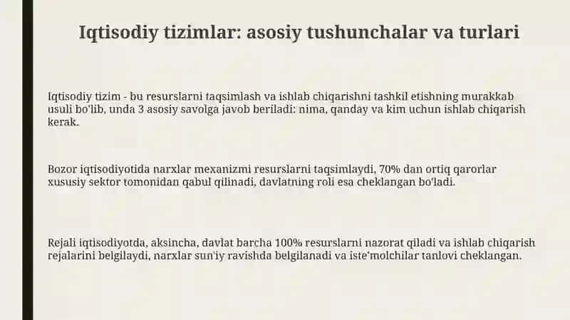 Iqtisodiy tizimlar va ularning turli modellari 3