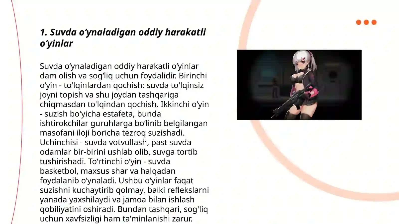Suvda oʻynaladigan harakatli oʻyinlarni oʻrgatish 3