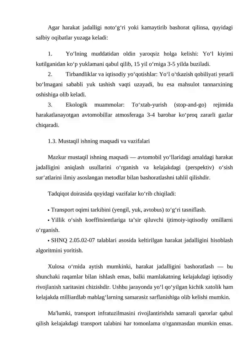 AVTOMABIL YO’LLARIDAGI KELAJAKDAGI HARAKATLANISH JADALLIGINI ANIQLASH VA BASHORATLASH 3