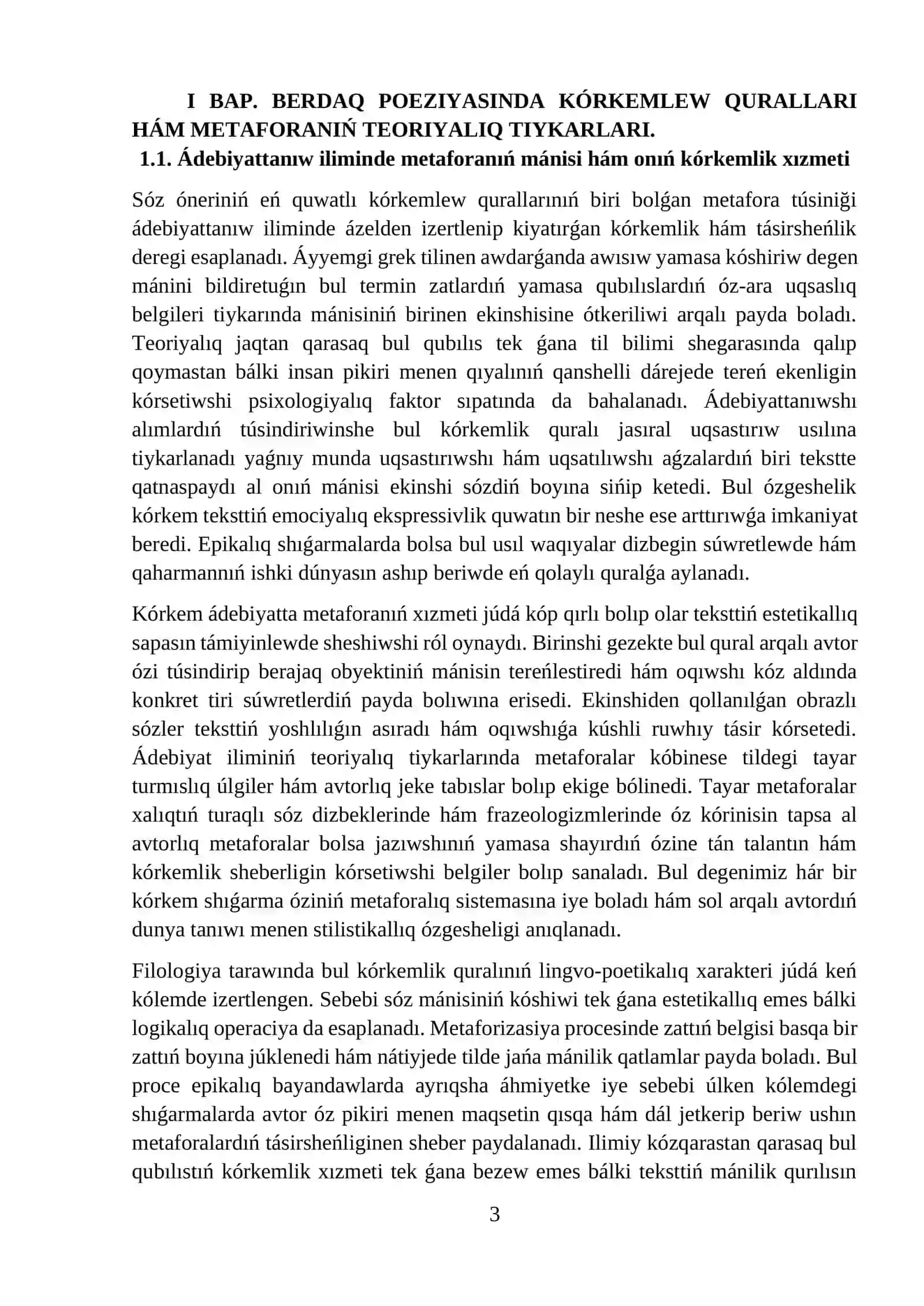 BERDAQTIŃ EPIKALIQ SHIǴARMALARINDA METAFORALARDIŃ QOLLANILIW ÓZGESHELIKLERI 3