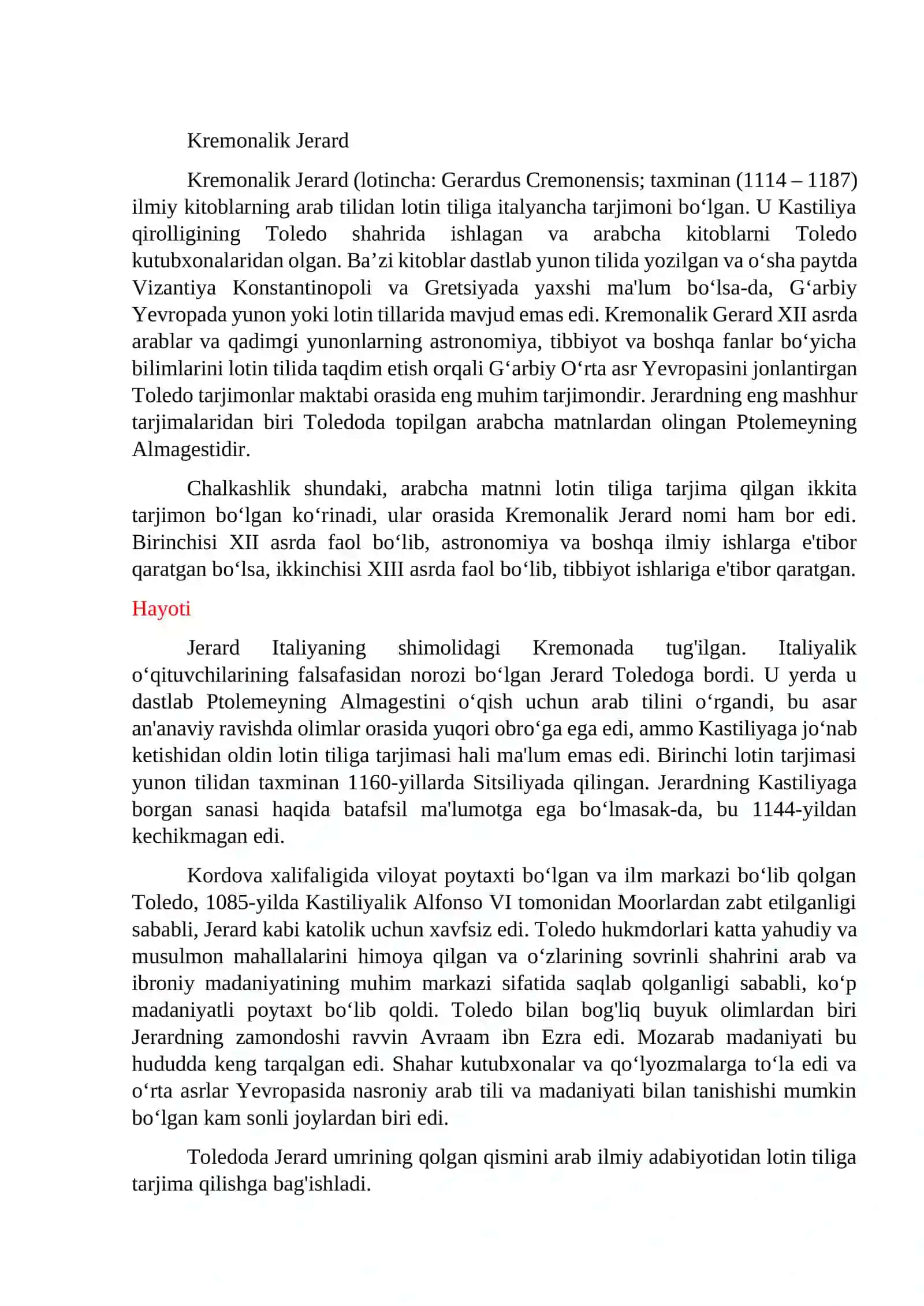 Kremonalik Jerardning lotin tiliga tarjima qilingan asarlari ro'yxati. 3