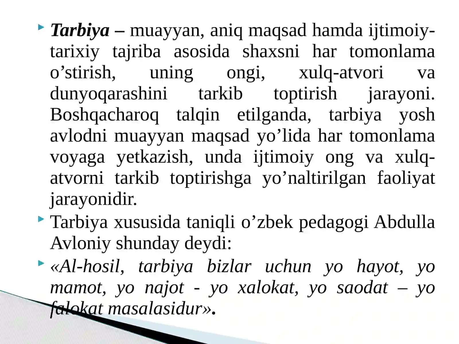 Tarbiya jarayonining maqsadi, mazmuni, vazifalari va mohiyati 3