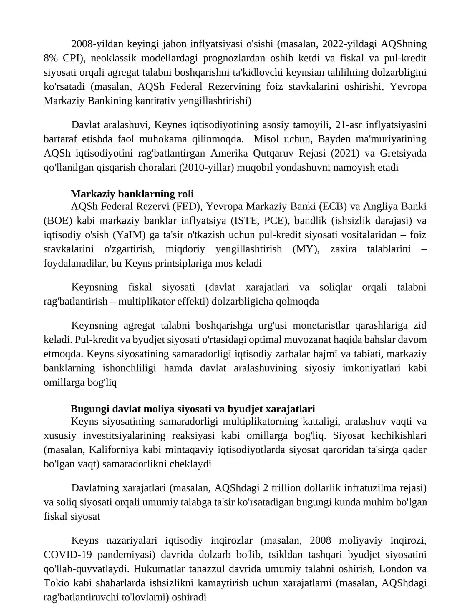 Jon Meynard Keyns ta'limotinin hazirgi davrdagi ahamiyati 3
