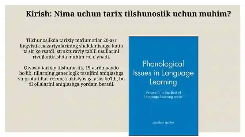Tilshunoslik masalalarini o‘rganish tarixning ahamiyati 3