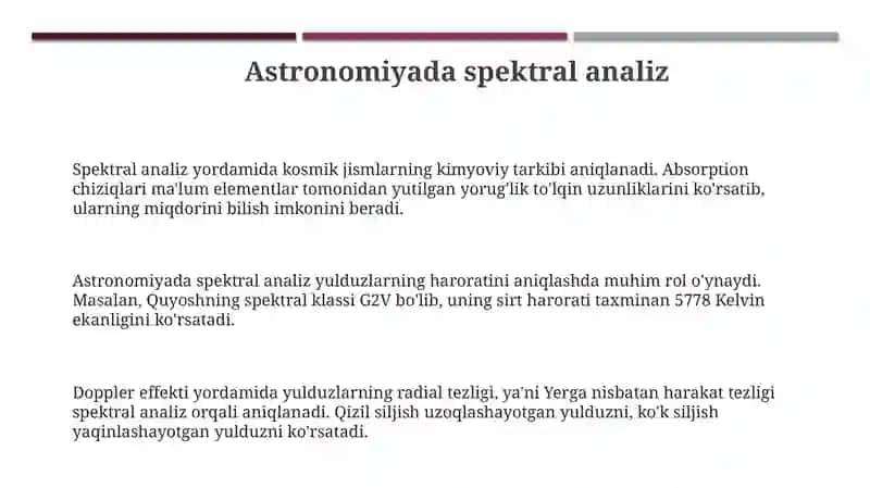 Spektorlar va spektoralar analiz qonunlarnin ahamiyati 3