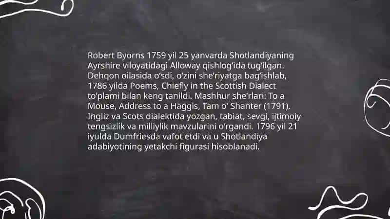 Ingliz va shotland sheʼriyati. Robert Byorns ijodi 3