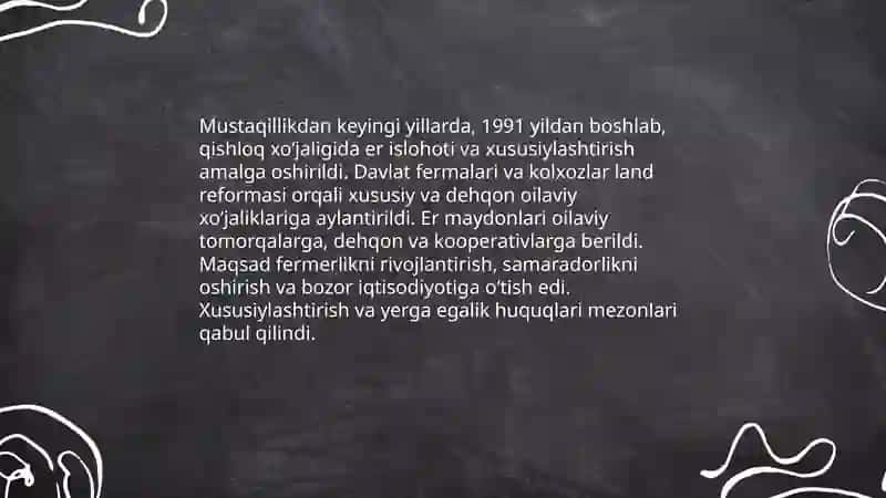 Mustaqillik yillarida qishloq xo'jaligi va sanoat sohasidagi o'zgarishlar 3