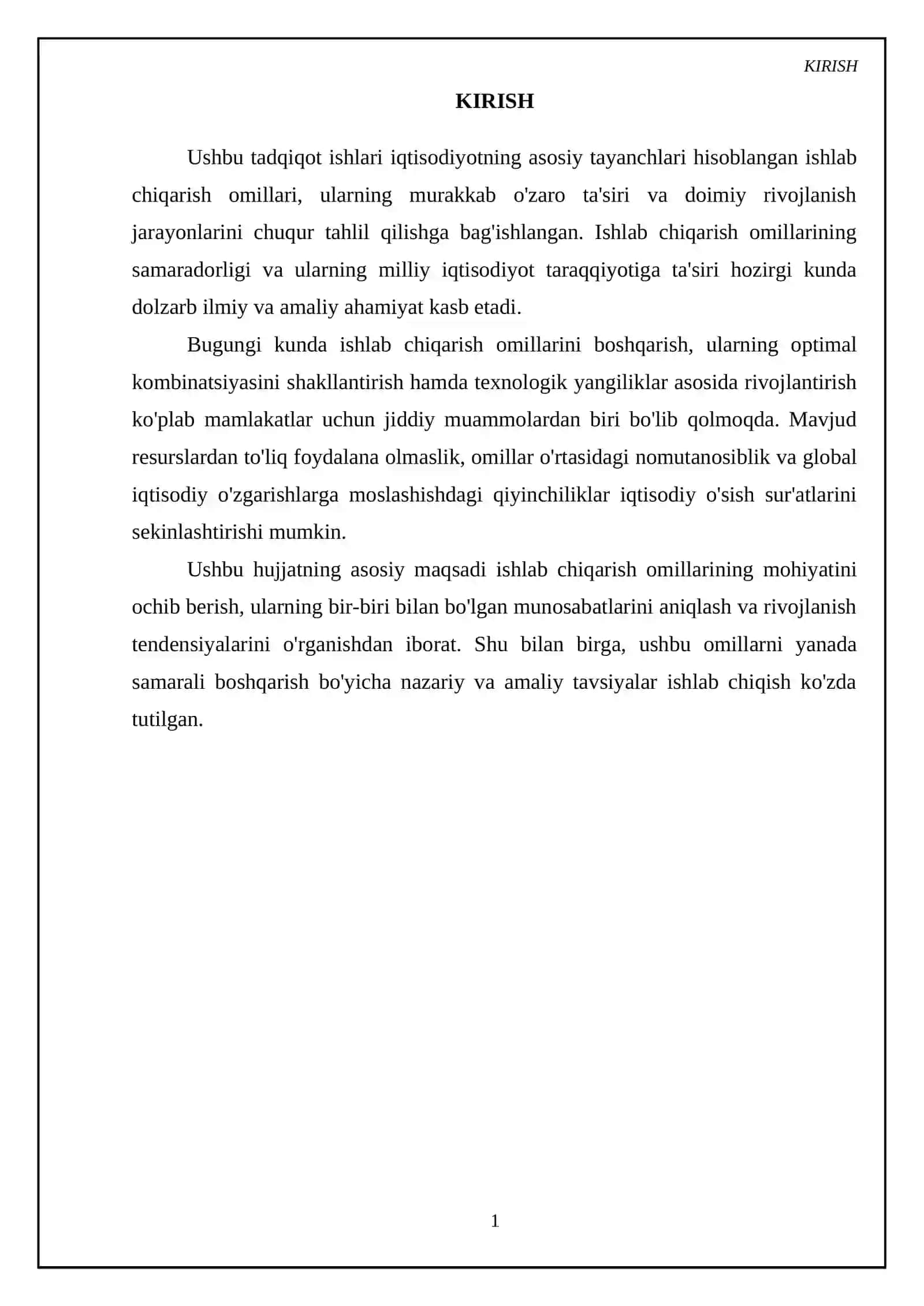 Ishlab chiqarish omillari, ularning o'zaro ta'siri, rivojlanishi 3