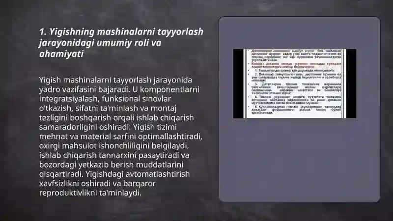 Mashinalarni tayyorlash jarayonida yigishning ahamiyati 3
