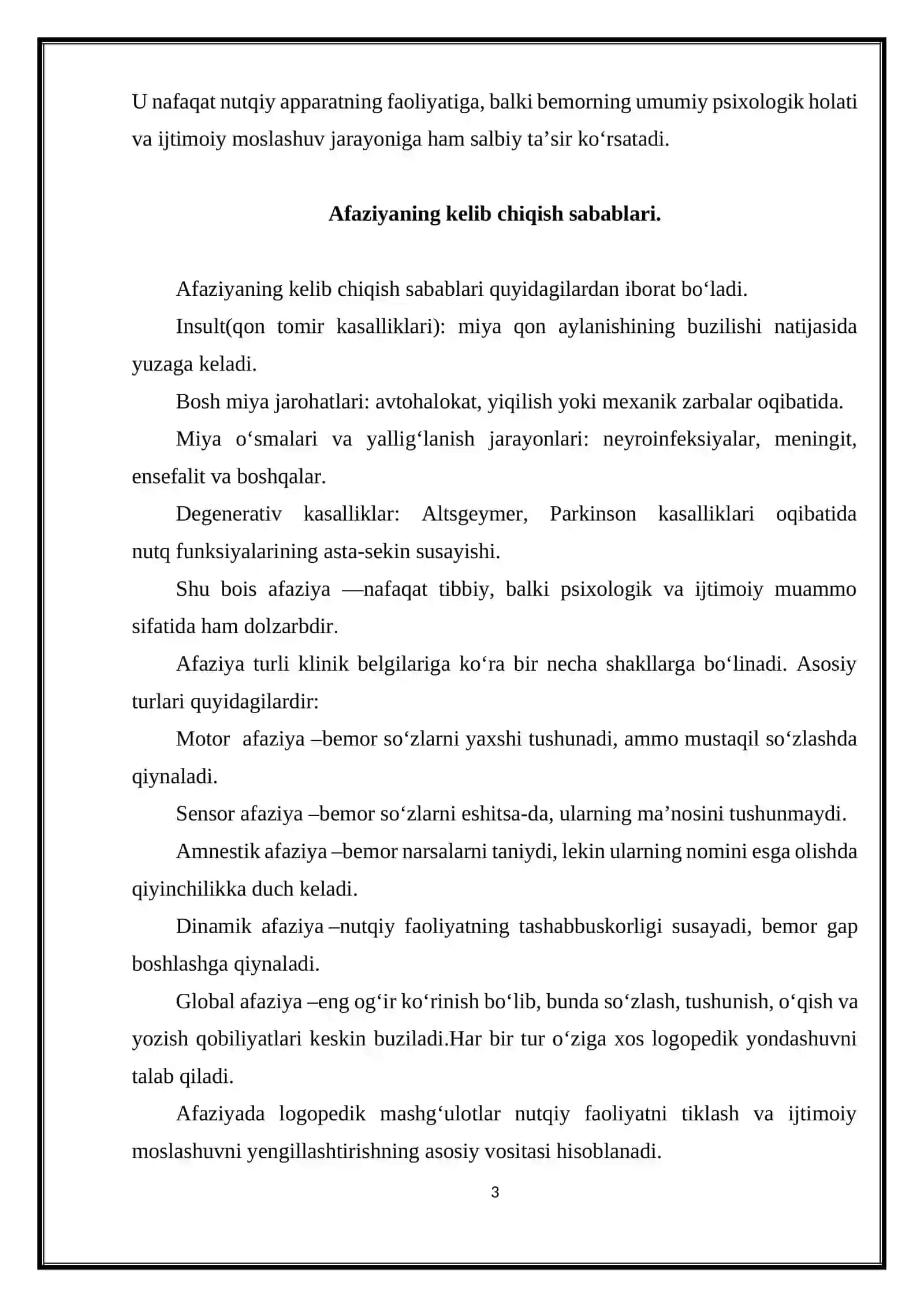 Afaziya sabablari, shakllari, mexanizmlari va tasnifi 3
