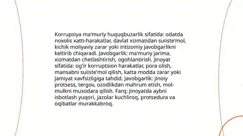 Korrupsiyaning ma'muriy huquqbuzarlik va jinoyat sifatidagi tushunchaviy farqlari 3