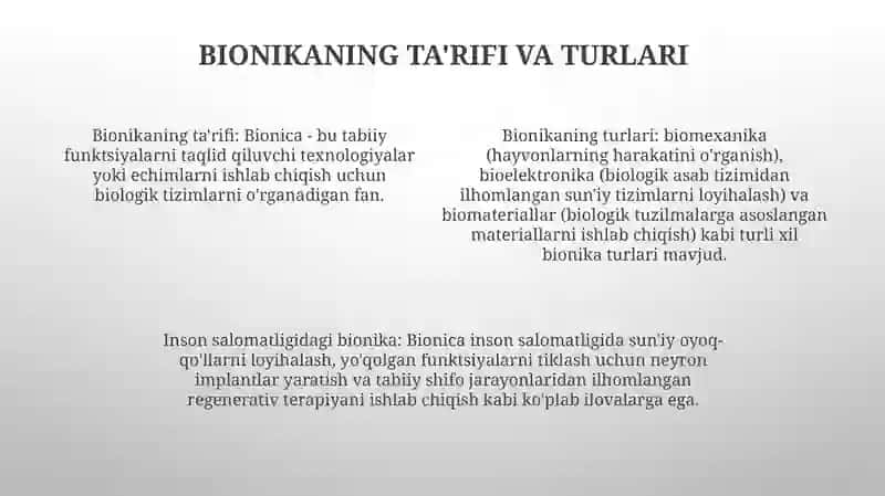 Bionika Asoslari Inson Hatotidagi Orni 3