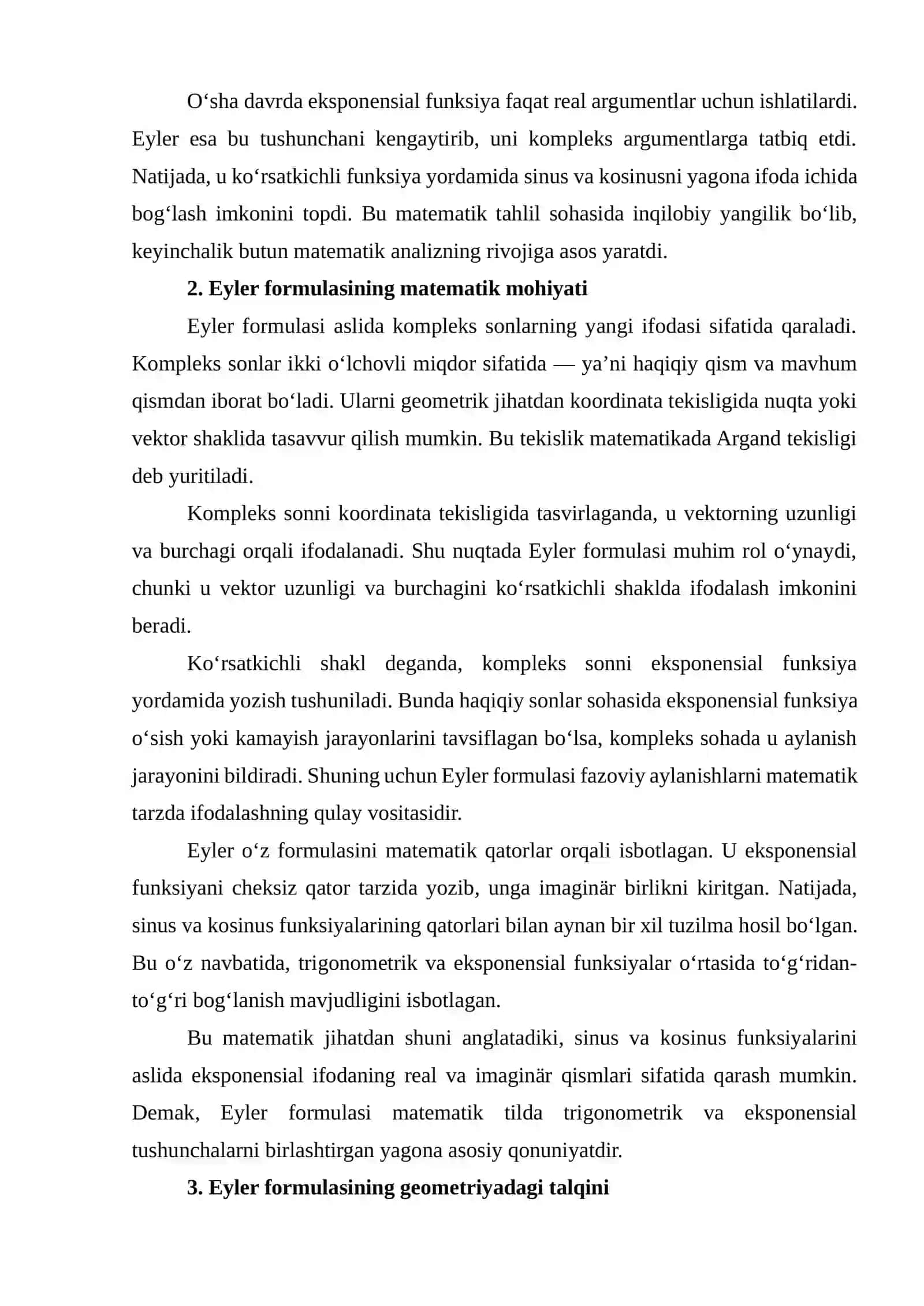 Eyler formulasi.kompleks sonning ko'rsatkichli shakli 3