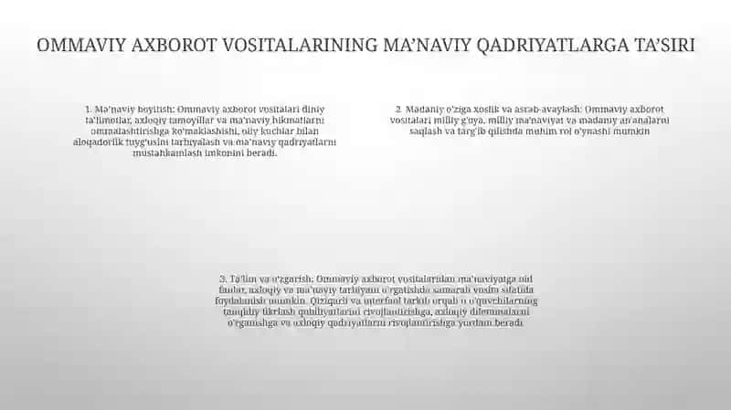 Milliy G‘Oya Va Ma‘Naviyatga Oid Fanlarni O‘Qitishda Ommaviy Axborot Vositalaridan Foydalanish 3