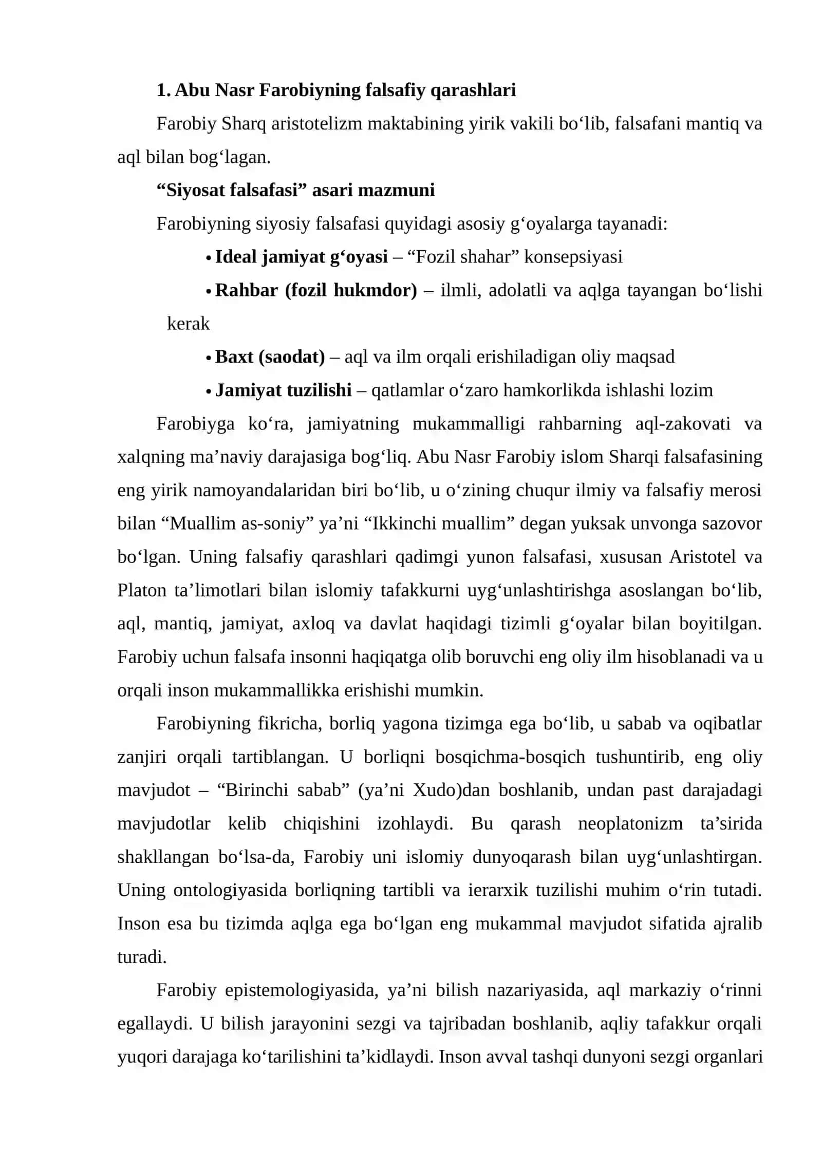 Abu Nasr Farobi va Al-G‘azoliy falsafa ilmiga oid qarashlarining qiyosiy tahlili 3