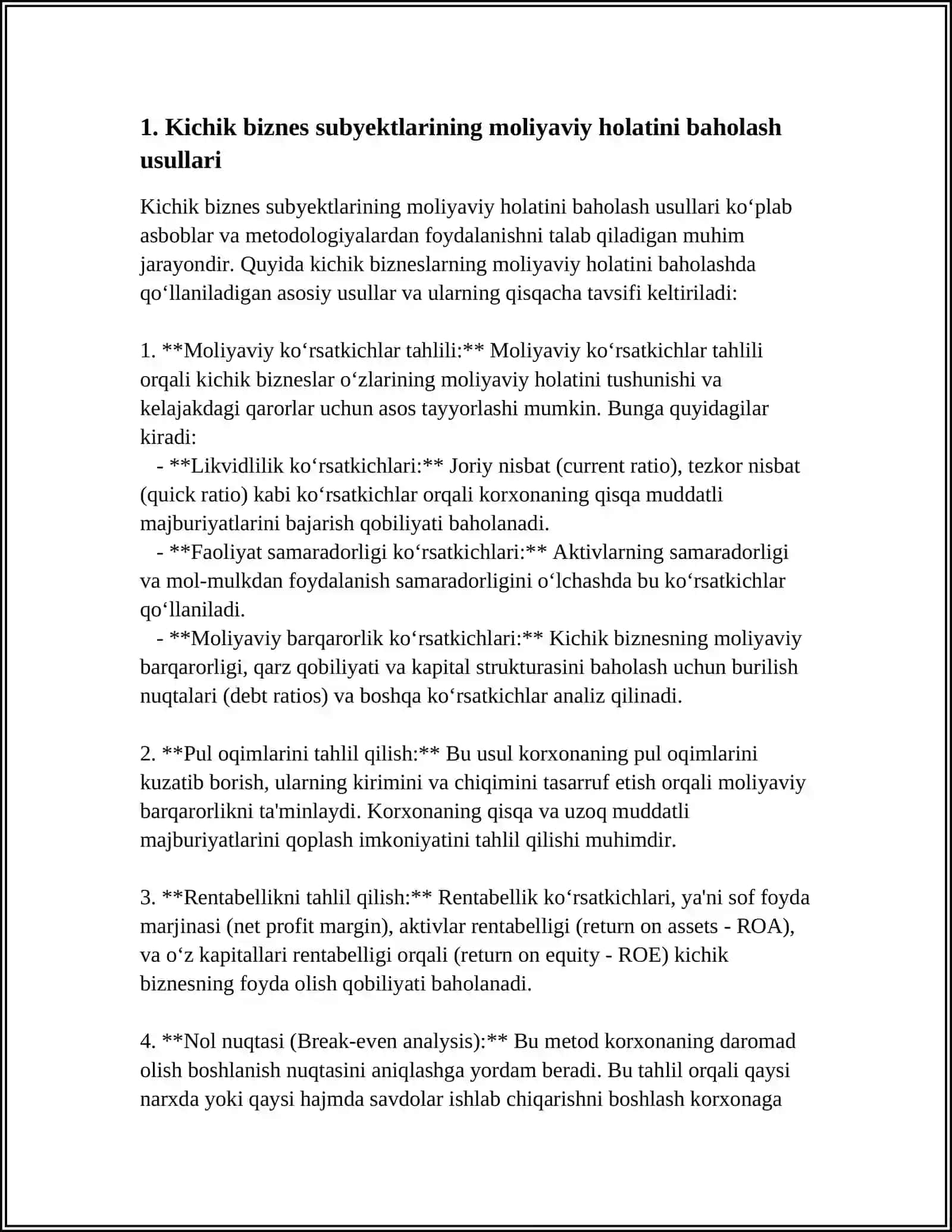 Kichik biznes va tadbirdlik subyektlarining moliyaviy faoliyati tahlili 3