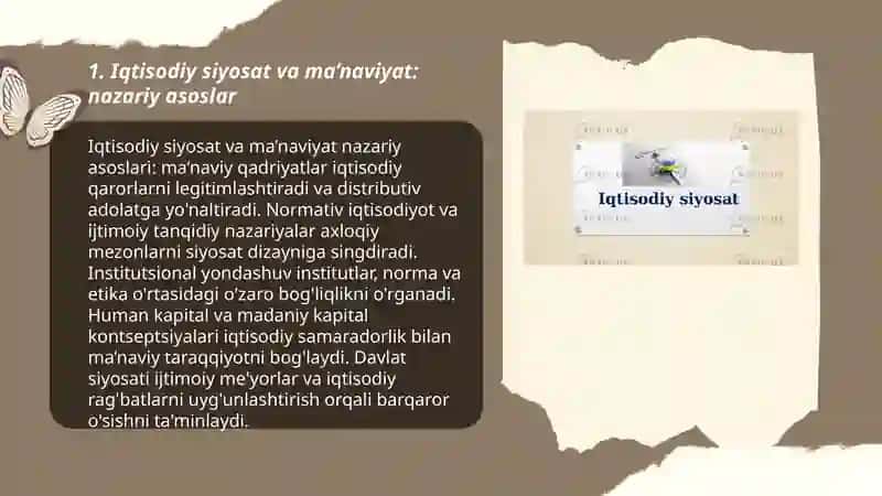 Iqtisodiyot siyosat va ma’naviyat o’rtasidagi aloqadorlik 3
