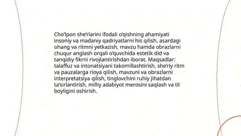 Cho'lpon she'rlarini ifodali o'qish va tahlil qilish 3