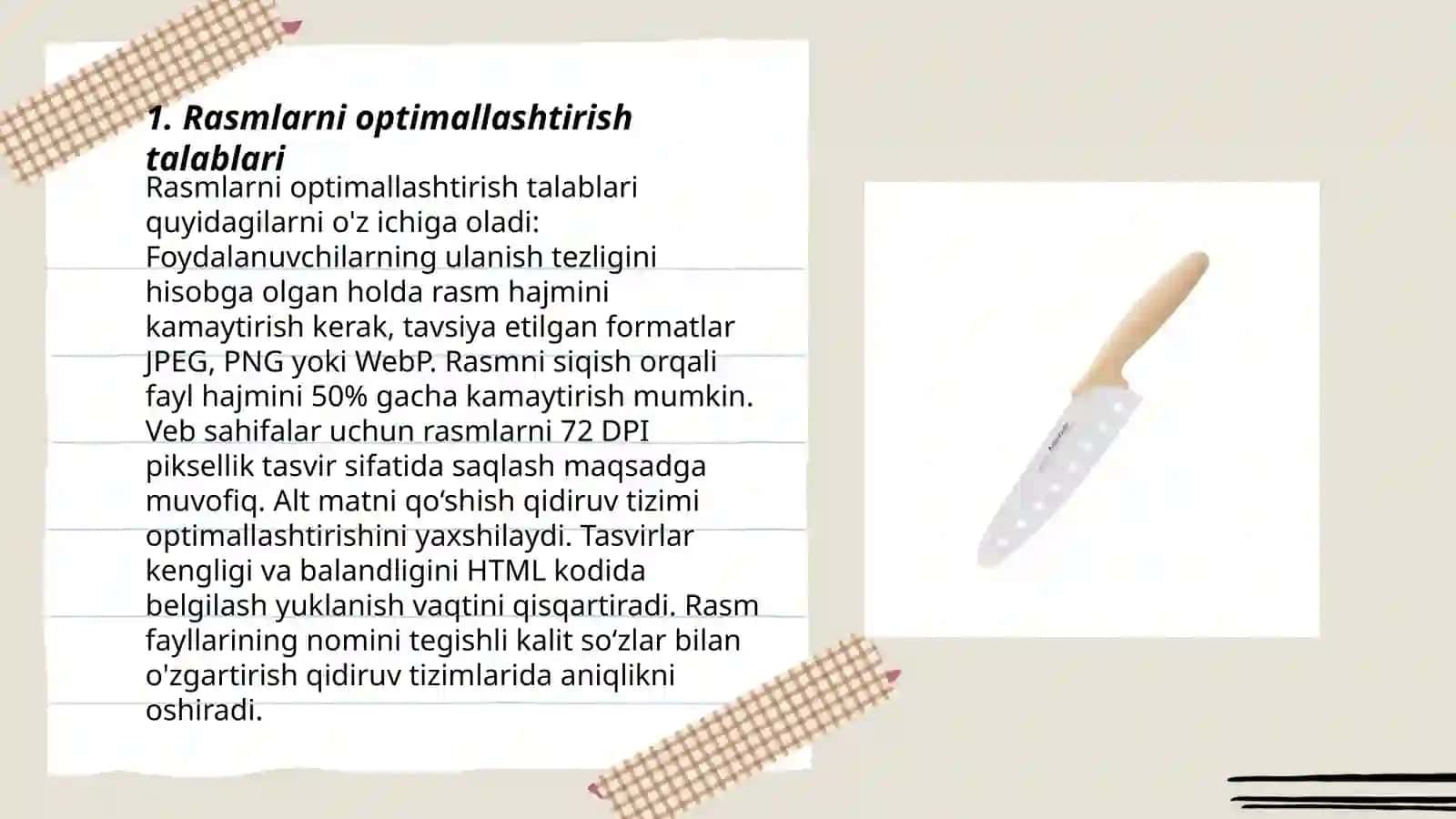 Tasvirlarni bajarish uchun asosiy talablar 3